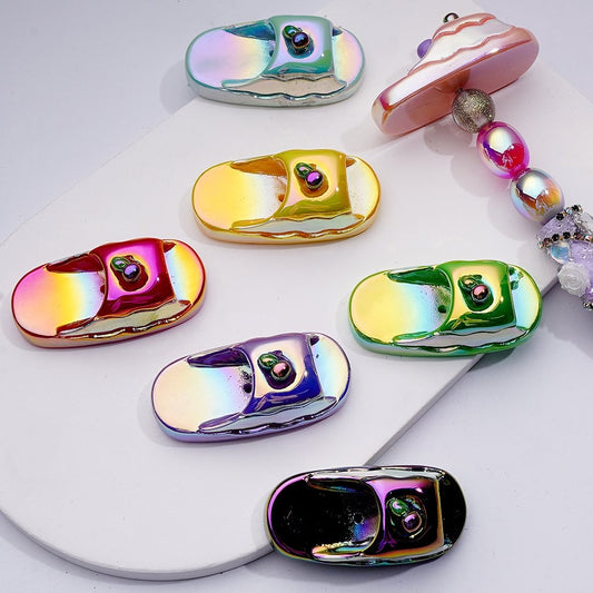 UV Coating Large Vivid Slippers Acrylic Beads, 50*24*21MM, Random Mix