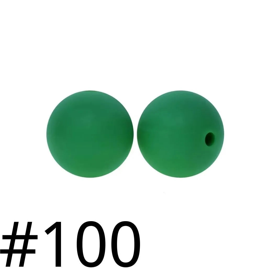 シリコンビーズ、ソリッドカラー、15 mm