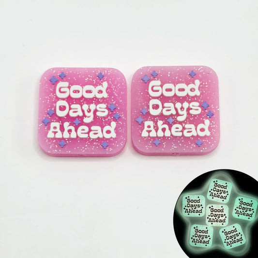 輝くピンクのグリッタースター「Good Days Ahead」シリコンフォーカルビーズ