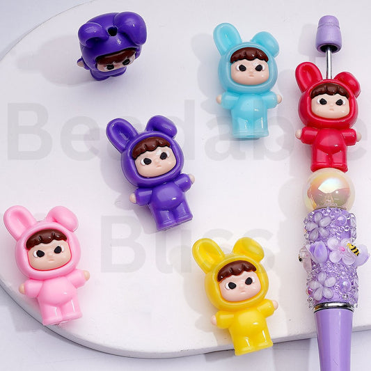 Cute Bunny Rabbit Doll Toy Soft PVC Beads, 35*20MM, Random Mix