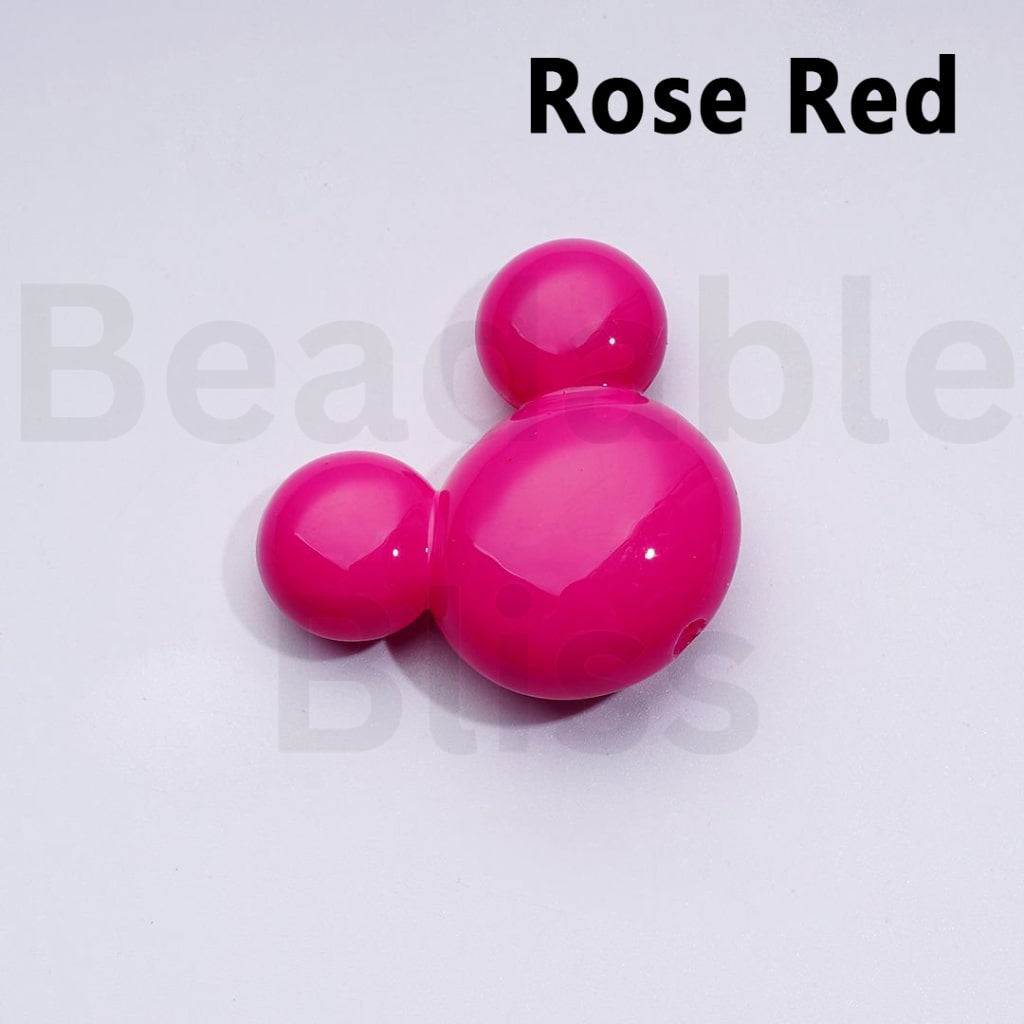 Vivid Cute Solid Color Disne Micke Minni Mouse Head Acrylic Beads, Around 32*27*12MM