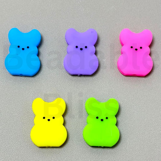 Little Cute Colorful Peeps Easter Silicone Focal Beads, Random Mix