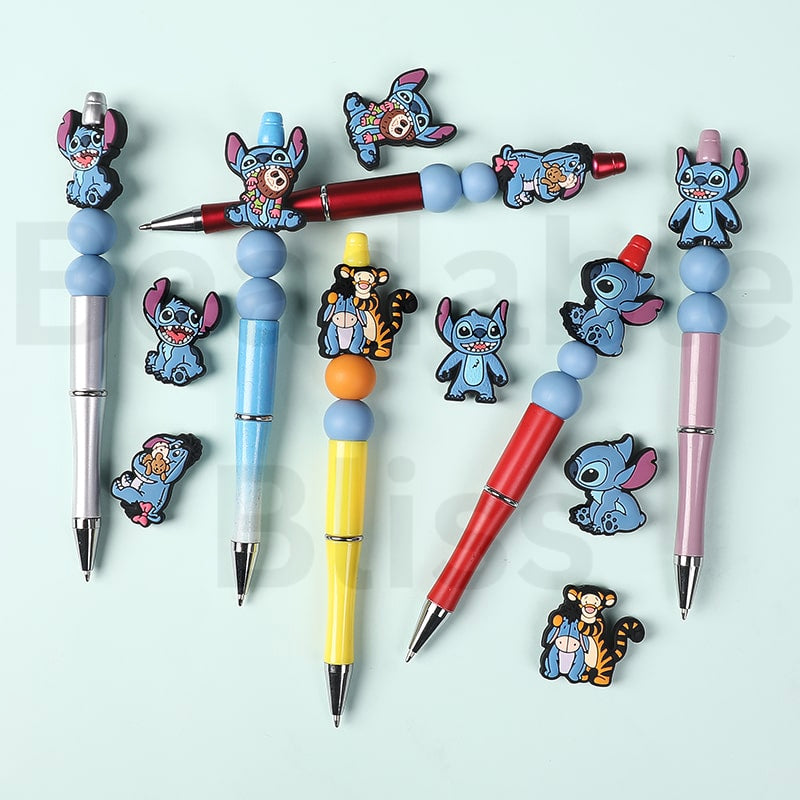 Silicone Focal Beads Cute Blue Stitc Eeyor Winni the Pooh