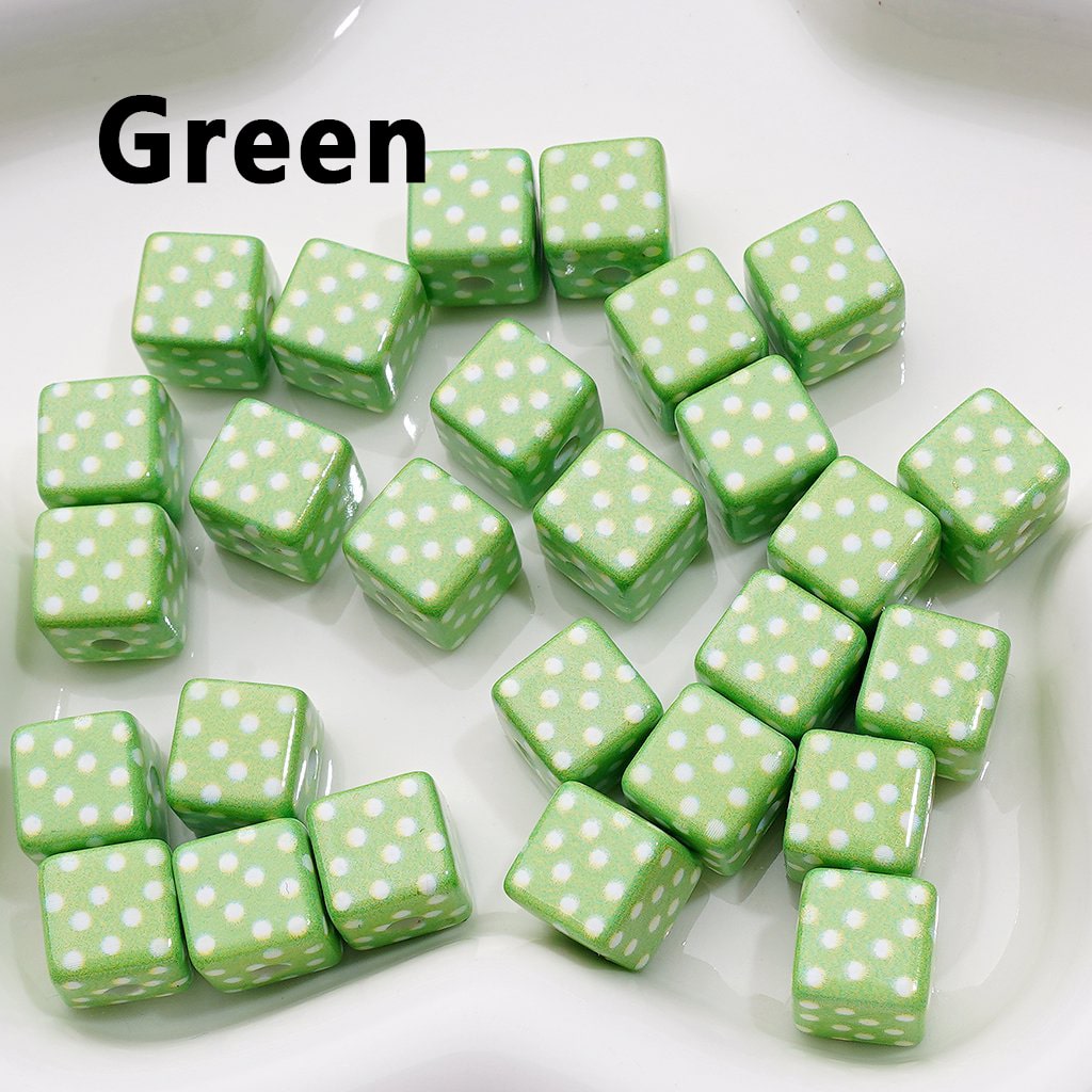 Mini Cute Cube Square Acrylic Beads with White Dots Acrylic Beads, 10MM