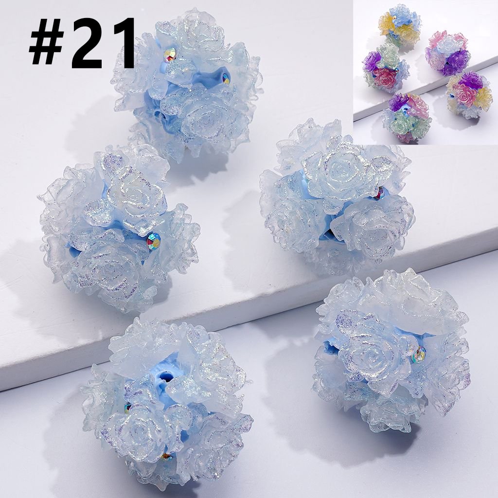 Color Changing Cute Glitter Soft Flowers AB Rhinestones Round Clay Beads, Around 24MM