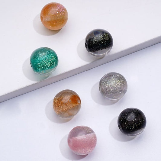 Bling Bling Glitter Galaxy Half Sugar Core Colorful Round Acrylic Beads, 12MM