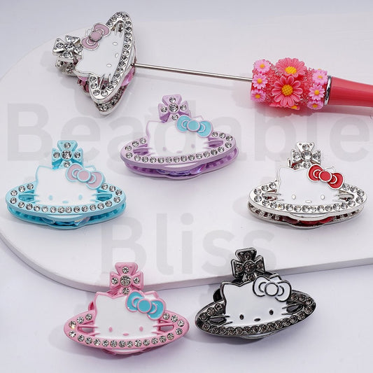 Exquisite Fancy Alloy HK Kitten Saturn Cross Earrings with Shiny Rhinestones Clay Beads, Around 42*30*12MM