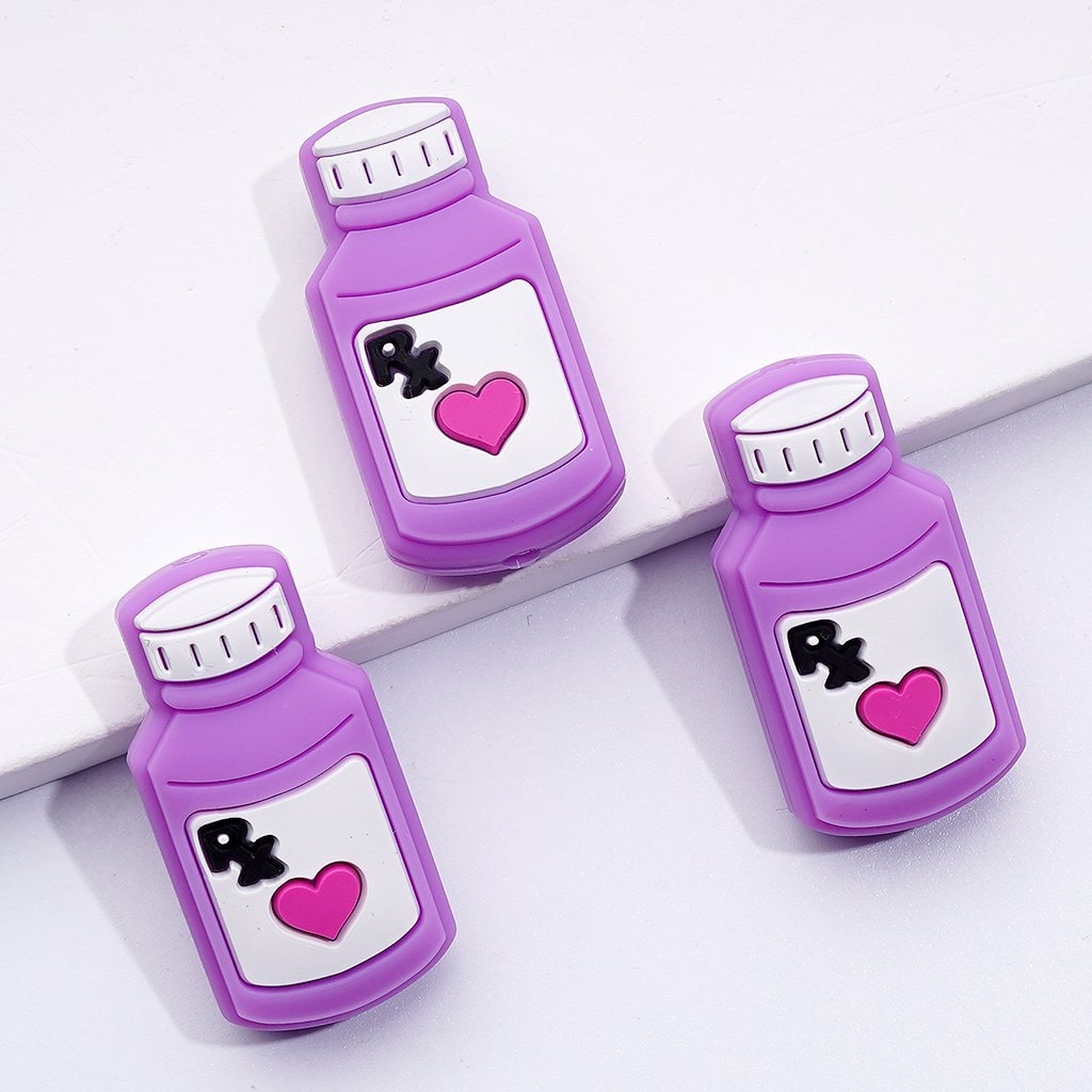 Mini Cute RX Medicine Bottle Health Care Hospital Nurse Doctor Silicone Focal Beads