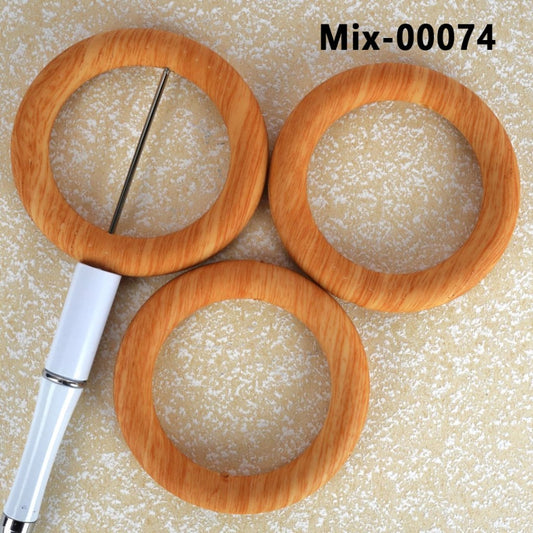 Light Brown Wood Grain Silicone Ring Frame Bead Circle Round Soft Car Hanger Charm Loop 65mm