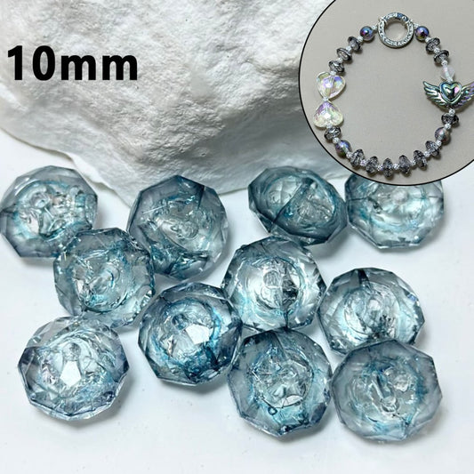 Clear Lake Blue Polyhedral Broken Inside Flat Acrylic Beads, 10MM ( can't be used on the pen)