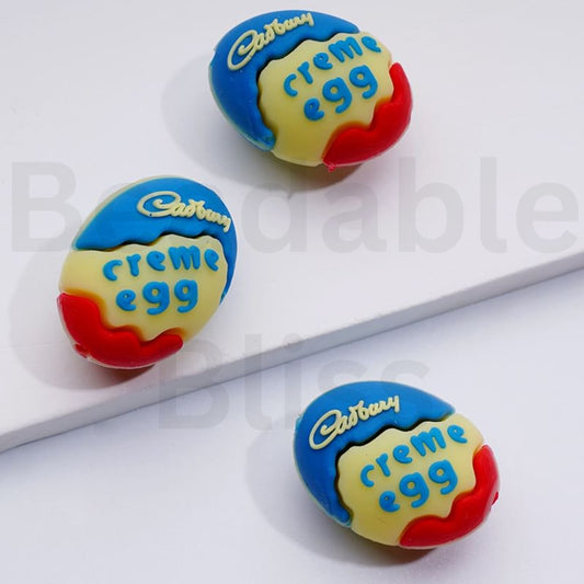 3D Sweet Chocolate Candy Cadbur Creme Egg Silicone Focal Beads
