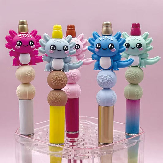 Silicone Focal Beads 3D Little Cute Axolotl Solid Color