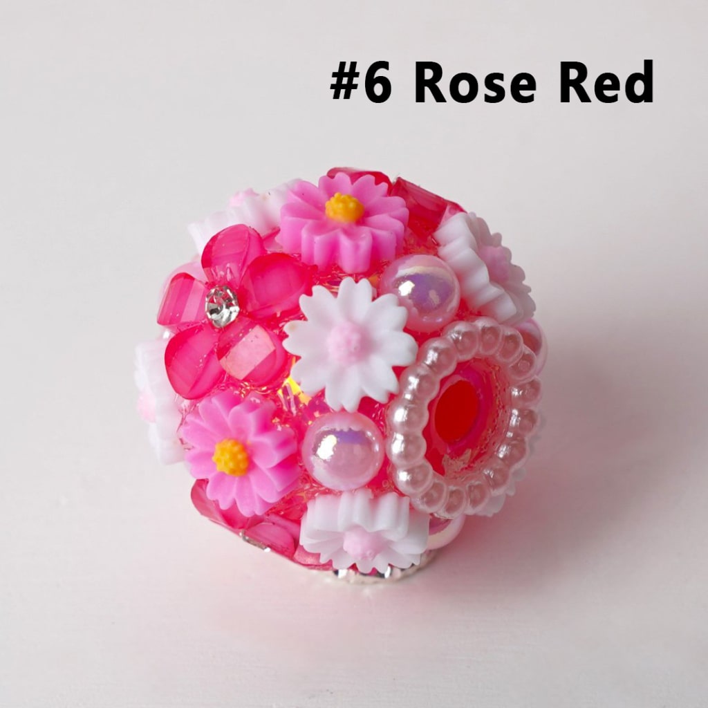 Mini Cute Flowers White Pearls Loop Clear Rhinestones Round Acrylic Beads, Around 20MM