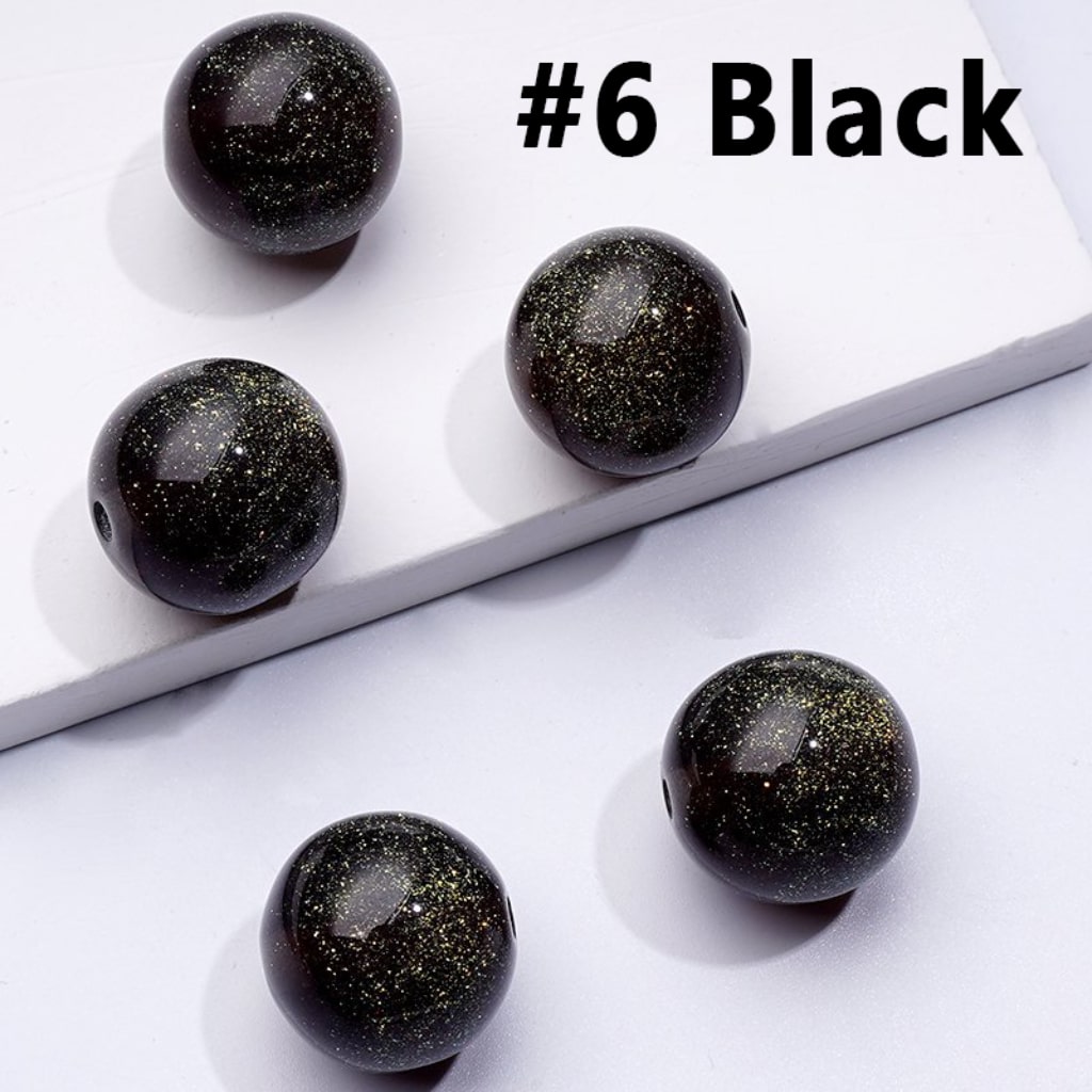 Shiny Glossy Glitter Colorful Round Acrylic Beads, 12MM