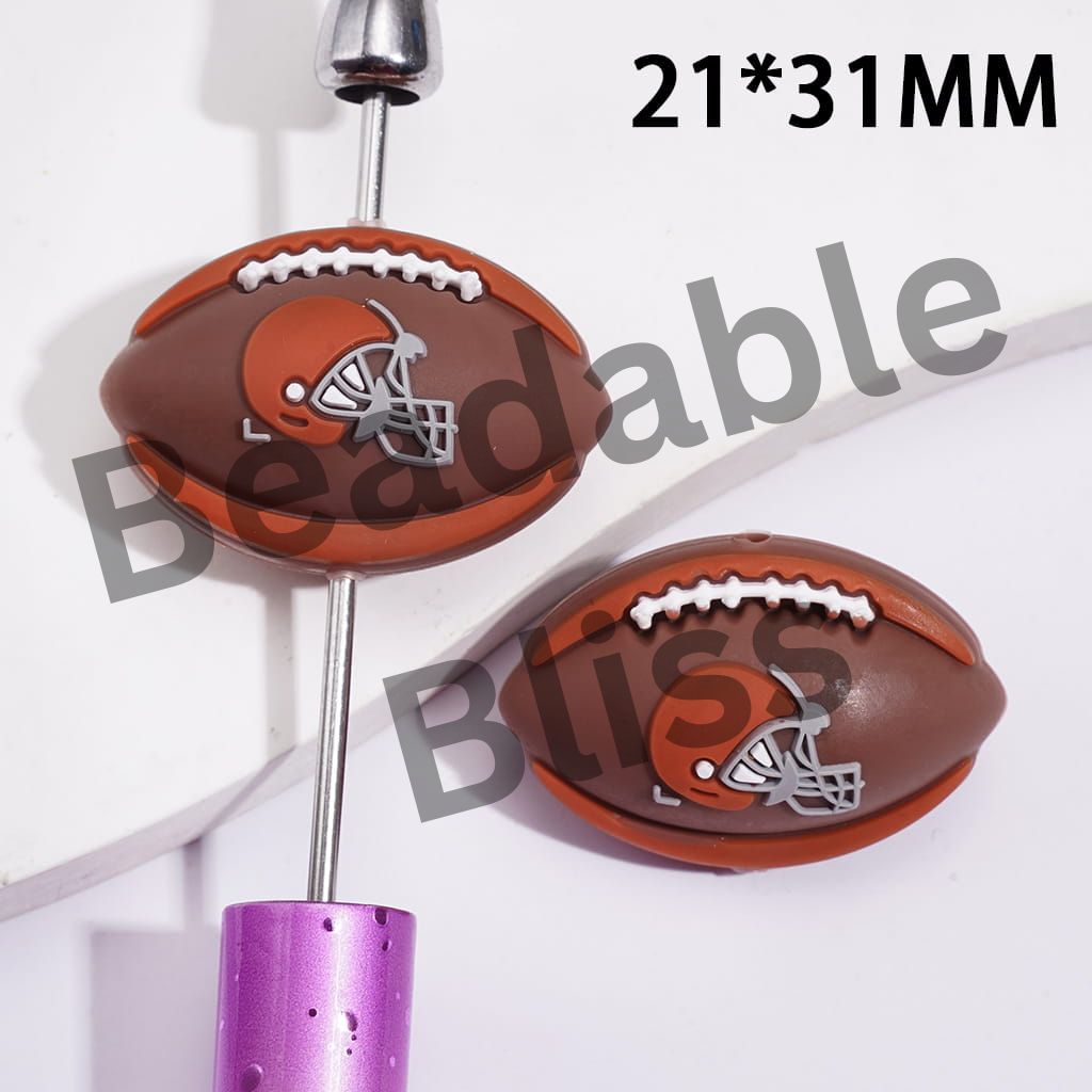 Silicone Focal Beads 3D Sports American Cleveland Football Team