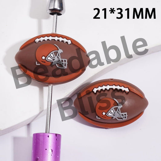 Silicone Focal Beads 3D Sports American Cleveland Football Team