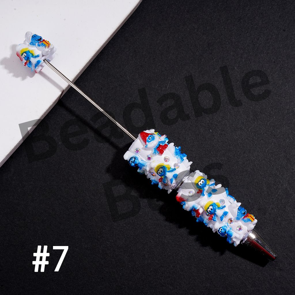Beadable Clay Pens with Blue Elf Character Series & AB Rhinestones