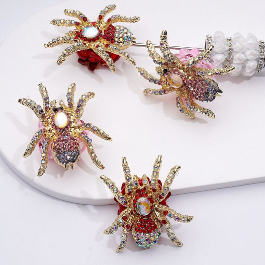 Exquisite Fancy Gold Alloy Spider with Shiny Rhinestones White Pearls Cute Hearts Butterflies Clay Beads, Around 40*44MM