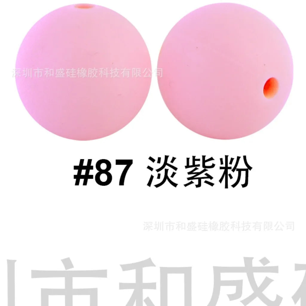 シリコンビーズ、ソリッドカラー、15 mm