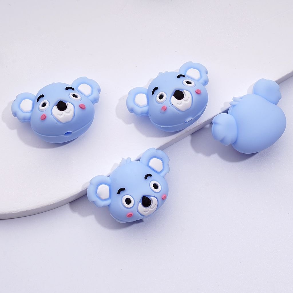 3D Cute Naughty Koala Head Silicone Focal Beads