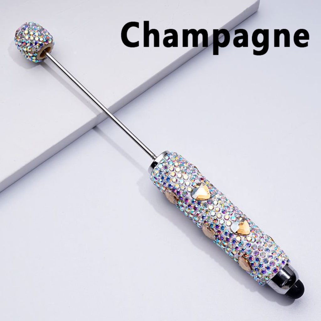 Beadable Clay Stylus Pens with Colorful Heart Rhinestones Mini AB Rhinestones Covered the Entire Pen