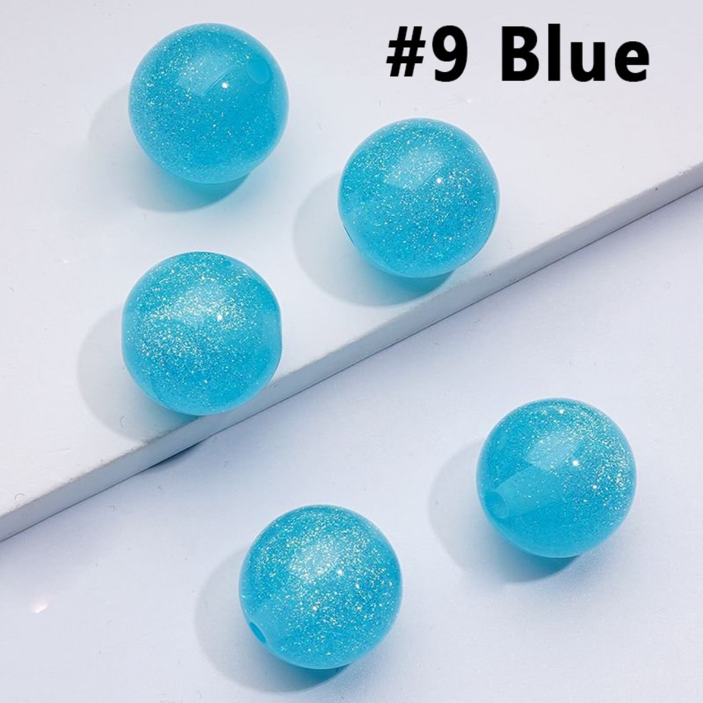 Shiny Glossy Glitter Colorful Round Acrylic Beads, 12MM