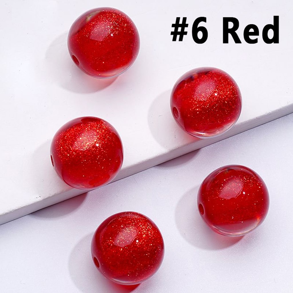 Shiny Glittery Round Acrylic Beads, 16MM