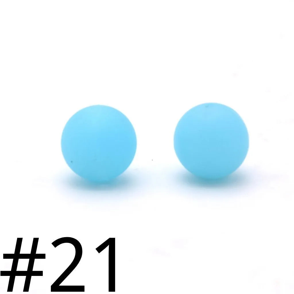 Silicone Beads, Solid Colors, 15 mm
