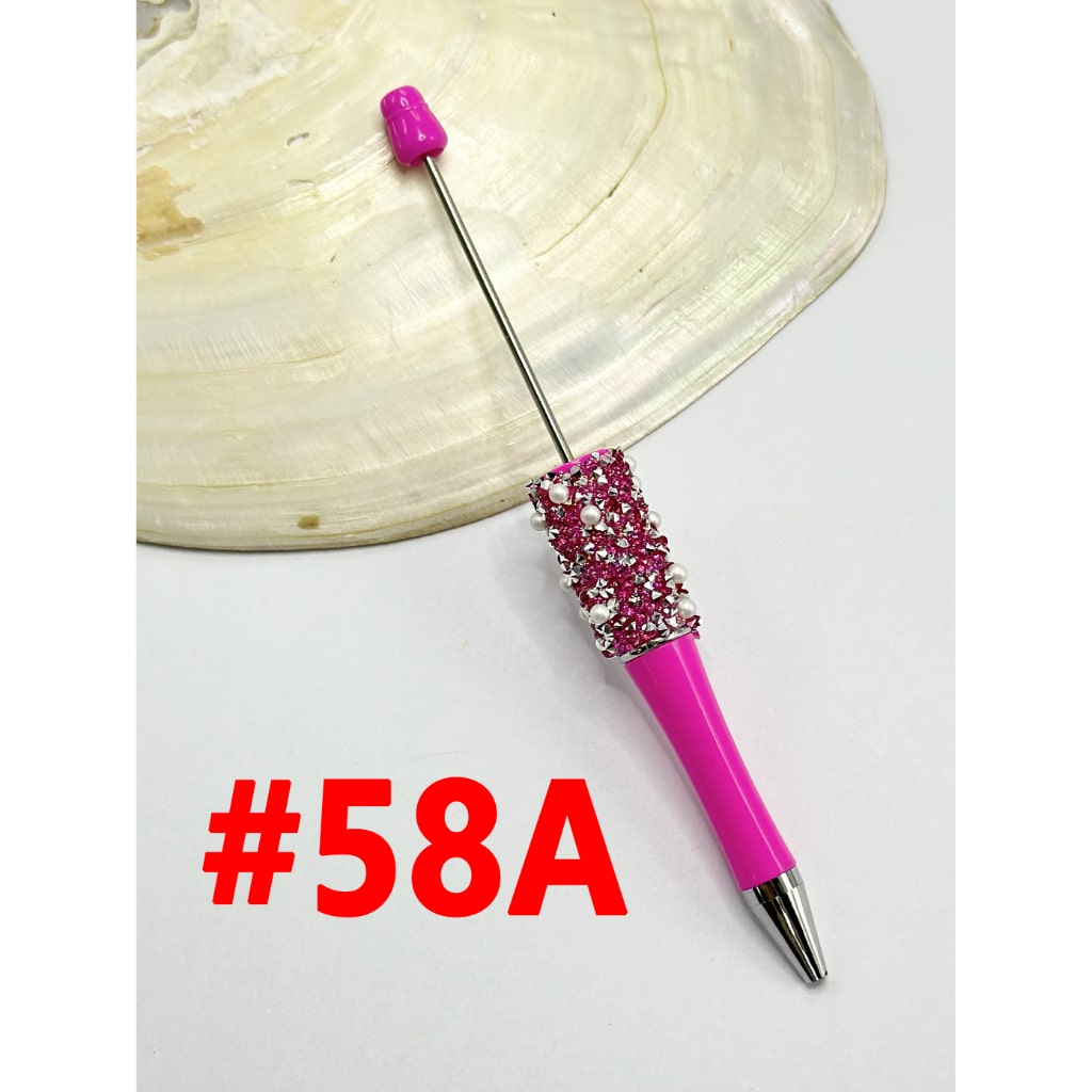 Diamond Shape Solid Color Rhinestones and White Pearls Beadable Pens