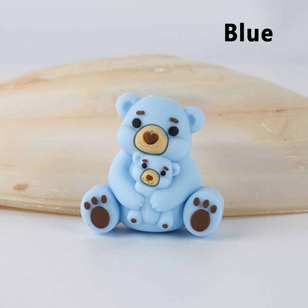 3D Vivid Cute Bear Mom Baby Silicone Focal Beads