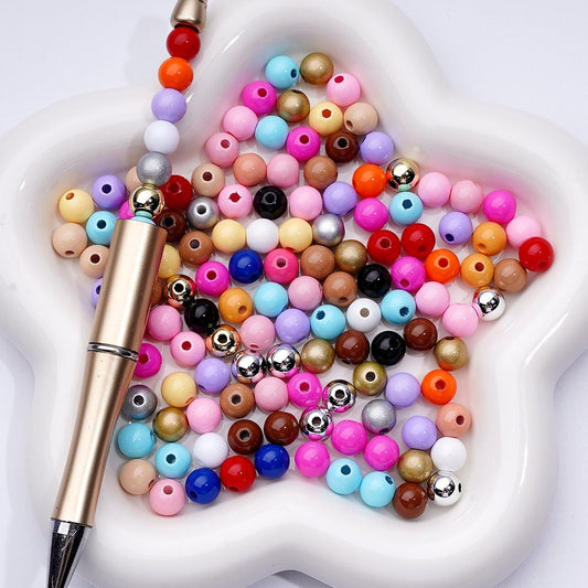 Multi-Color Mini Cute Baking Stoving Varnish Round Acrylic Beads, 7MM