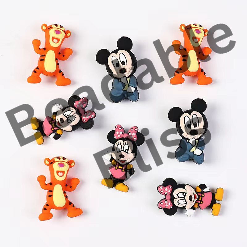 Silicone Focal Beads 3D Cute Tiger and Girl Boy Mouse and Pink Girl Teacher Characters