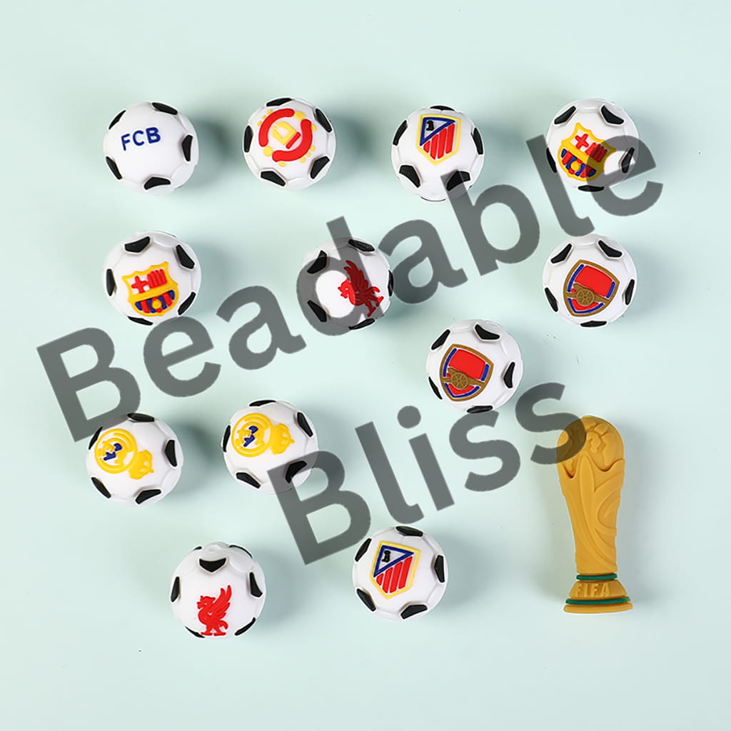 Silicone Focal Beads 3D the 2026 FIFA World Cup Series, FIFA World Cup Trophy and Football Soccer Balls