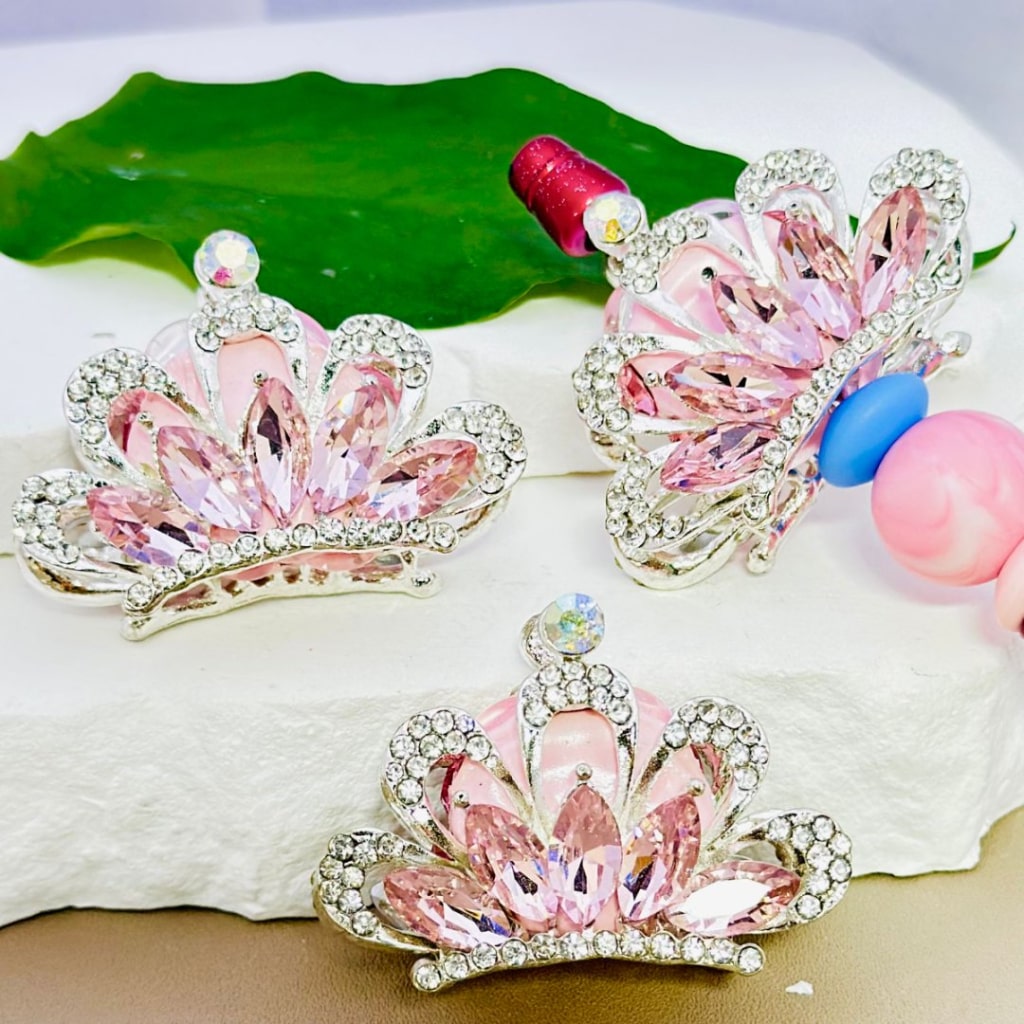 Bling Pattern Flower Bling Bling Fancy Silver Alloy Flower with Pink Clear AB Rhinestones O ...