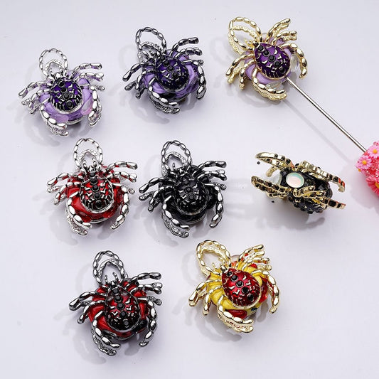 Bling Bling Fancy Alloy Spider with Colorful Rhinestones Clay Beads, Around 40*36*20MM