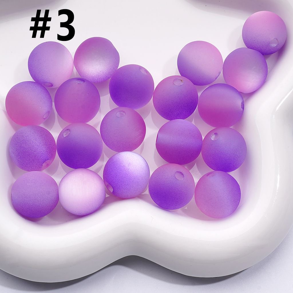 Double Color Cat Eye Style Frosted Round Acrylic Beads, 16MM