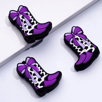 Cute Cow Prints Boot with Bows Silicone Focal Beads
