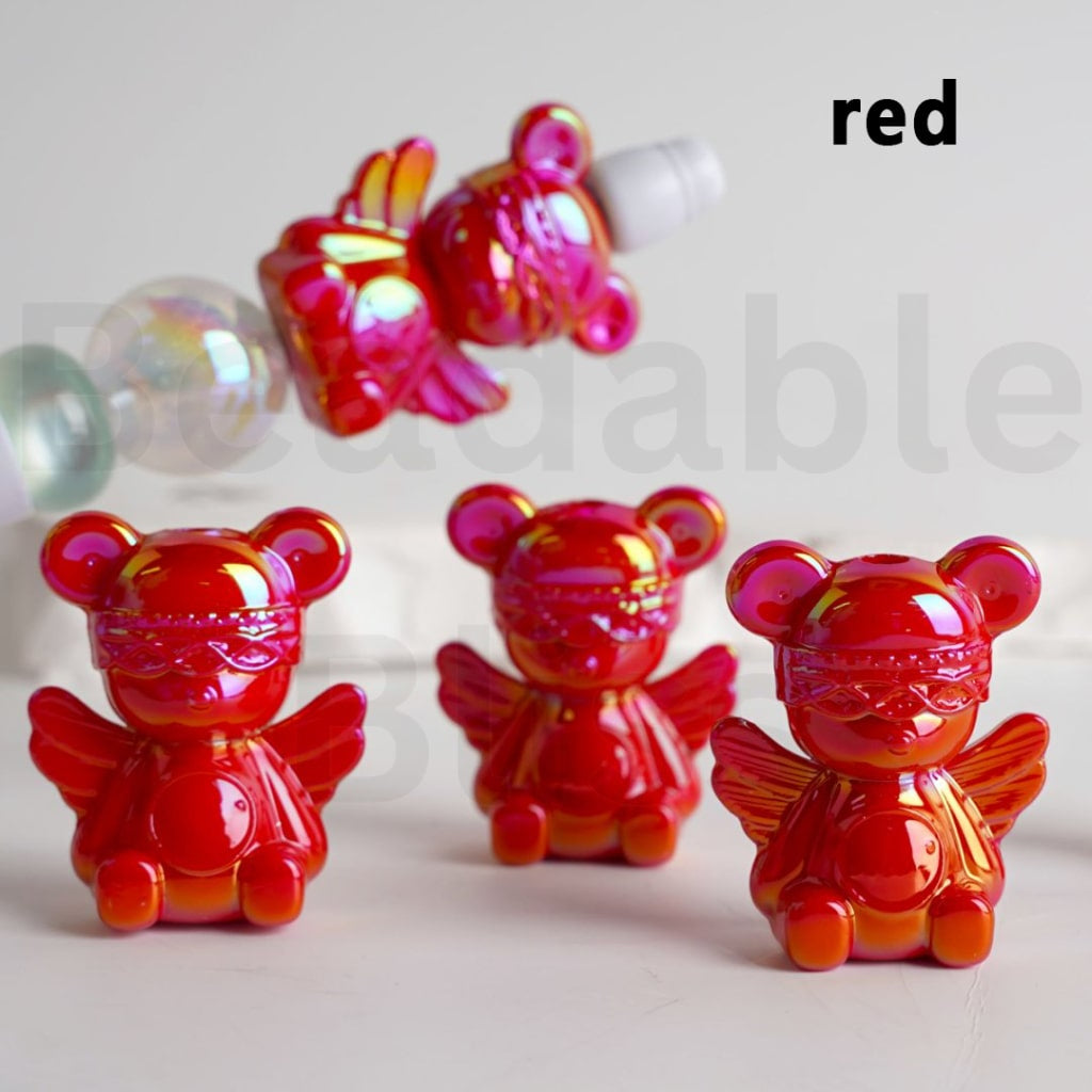 UV Coating Shiny Colorful Angel Bear Acrylic Beads, Around 30*24MM