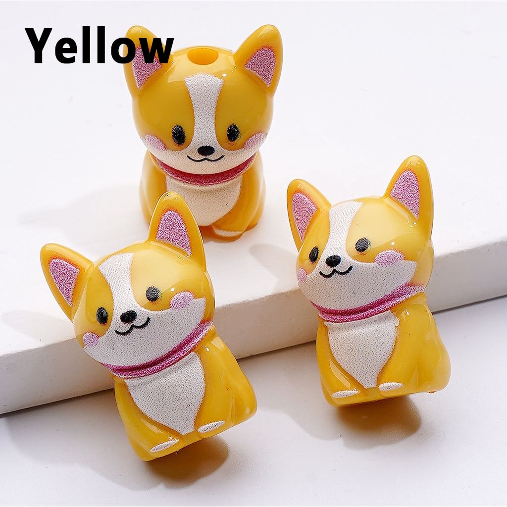 Little Cute Puppy Dog Acrylic Beads in Solid Color, Around 23*12MM