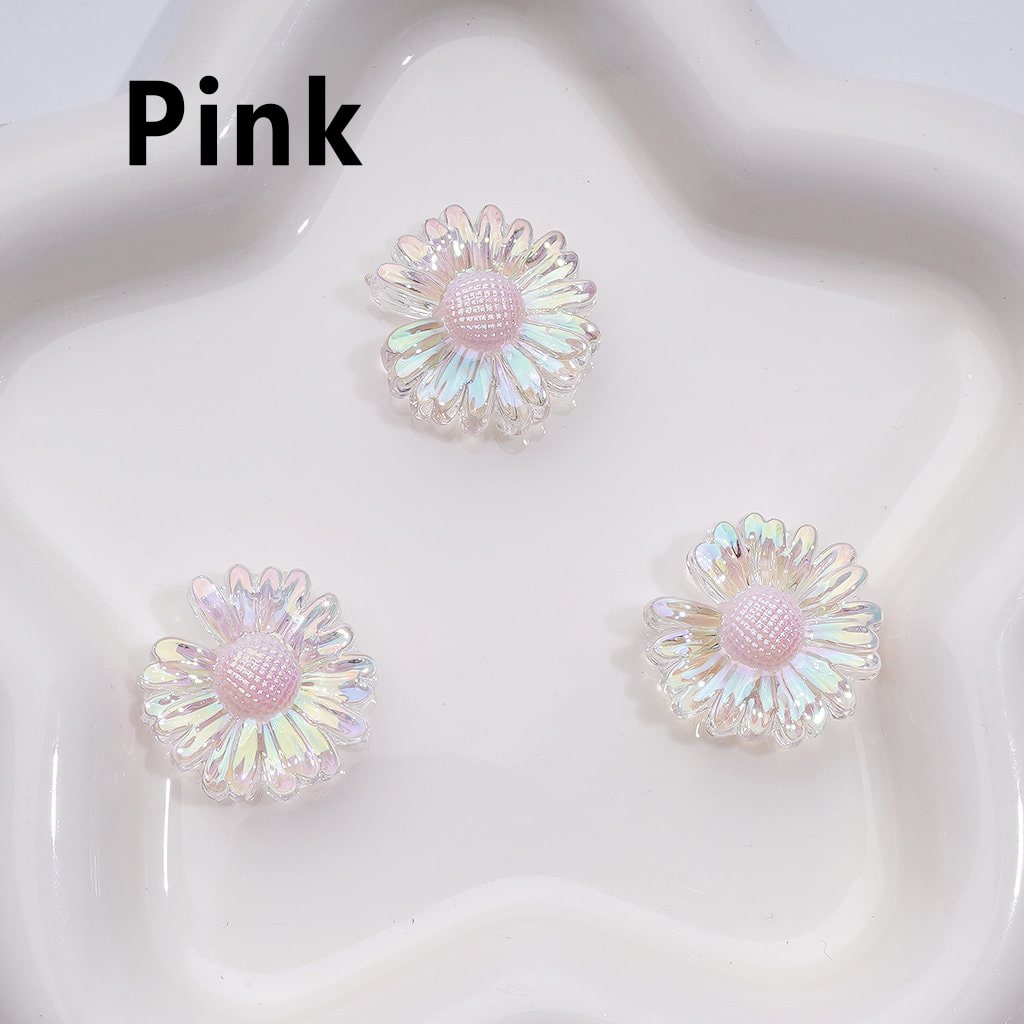 UV Coating Clear Colorful Flower Bellis Perennis Daisy Acrylic Beads, Around 24*10MM