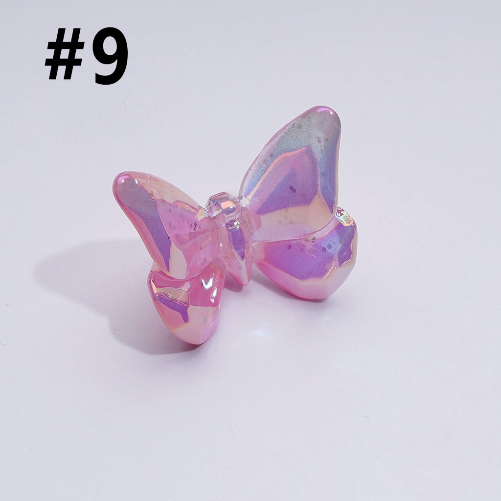 UV Coating Multi-Color Dazzling Butterfly Acrylic Beads, Around 24*20MM