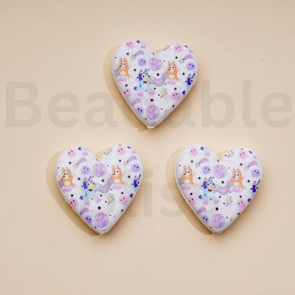 Cute Cartoon Hearts Snoop Scob HK Kitten Minio Pokemo Blue Silicone Focal Beads