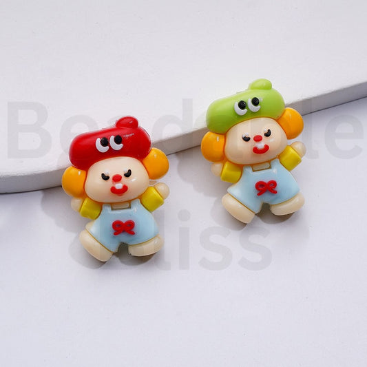 Little Cute Man Pino Jell Series Pop Mar PVC Soft Rubber Beads, Around 26*20MM, Random Mix