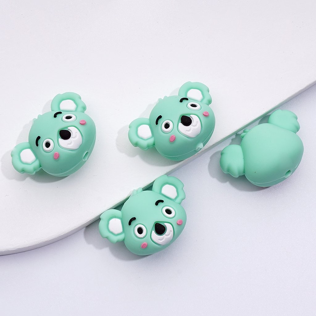3D Cute Naughty Koala Head Silicone Focal Beads
