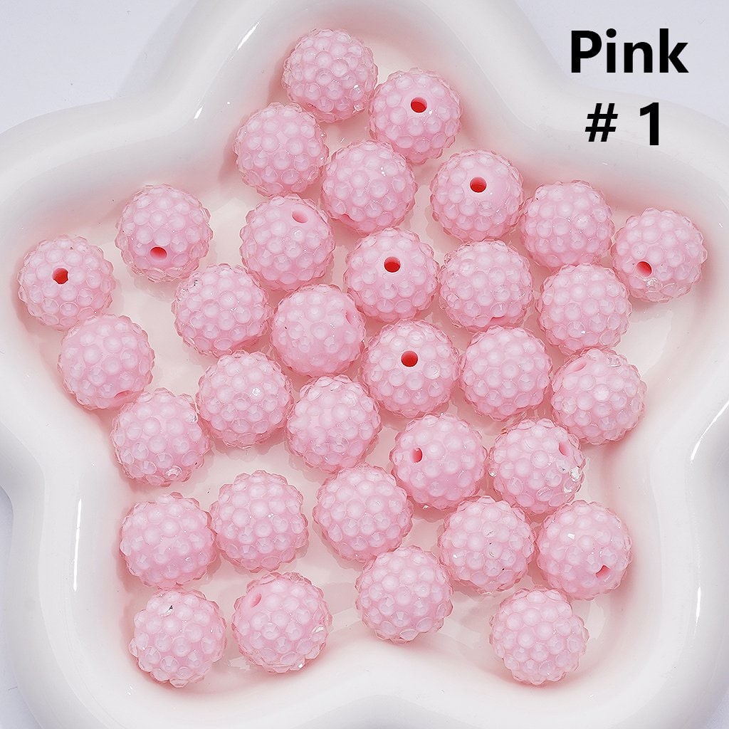Clear Color Rhinestones Waxberry Ball Round Acrylic Beads, 16MM