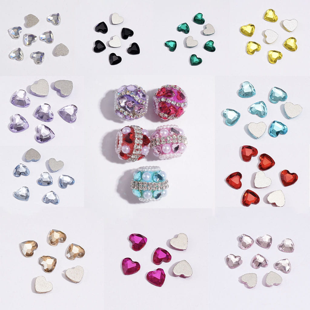 DIY Mini Heart Rhinestones for Beads, Jewelry Accessories, 6*5.5MM, Multi-Color