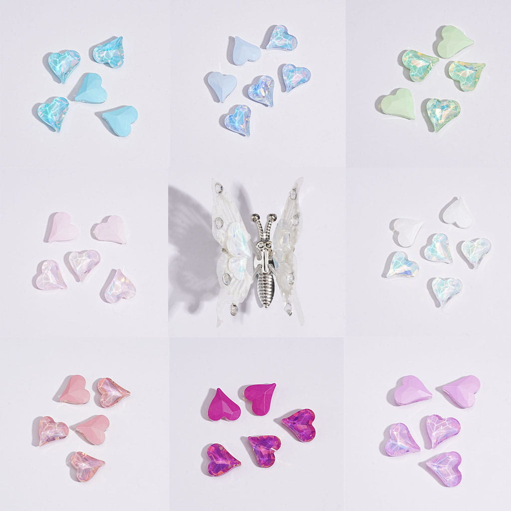 DIY Mini Cute Shiny Colorful Hearts for Beads Jewelry Accessories, 12*12MM Multi-Color