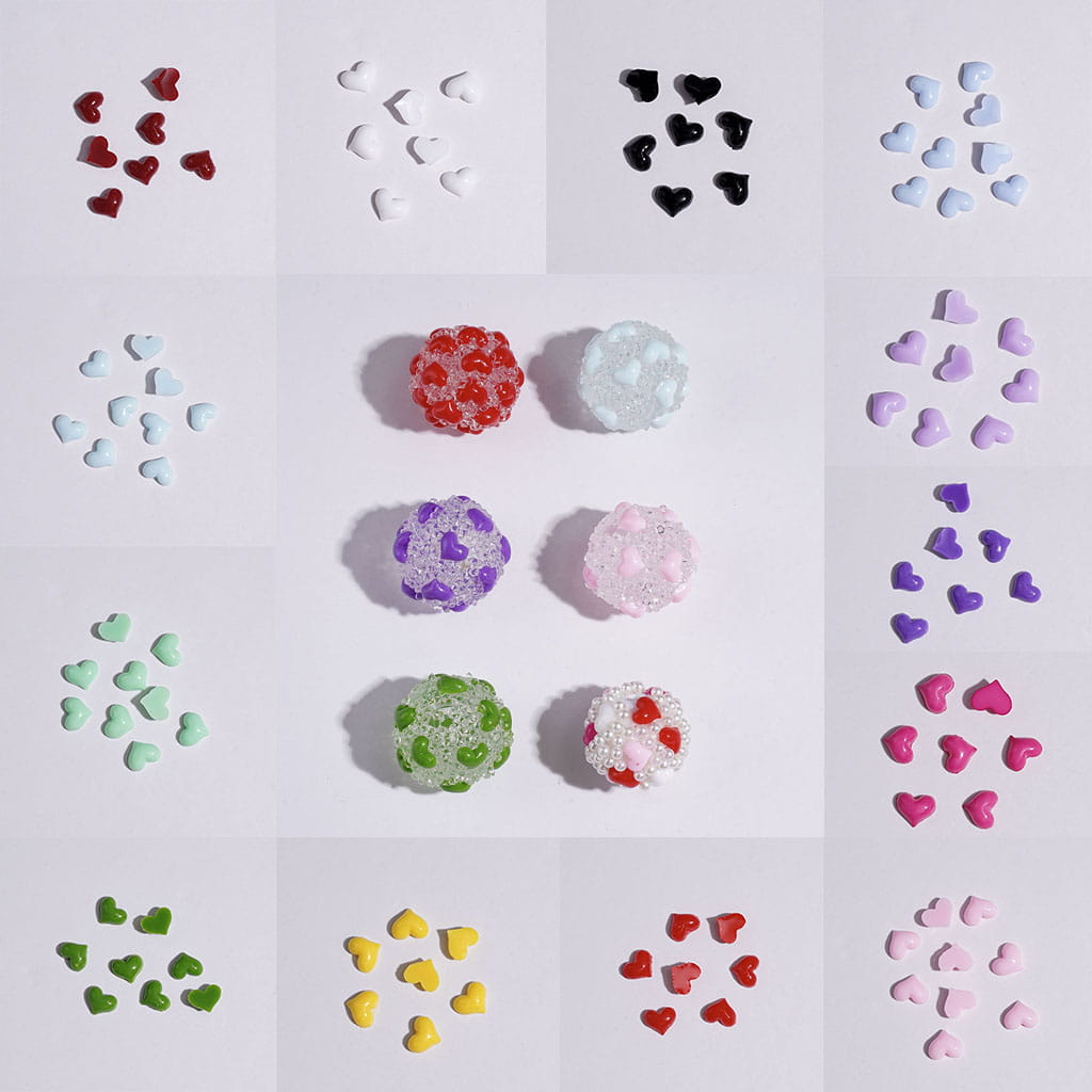 DIY Mini Plastic Heart for Jewelry Accessory, 4*6MM Multi-Color