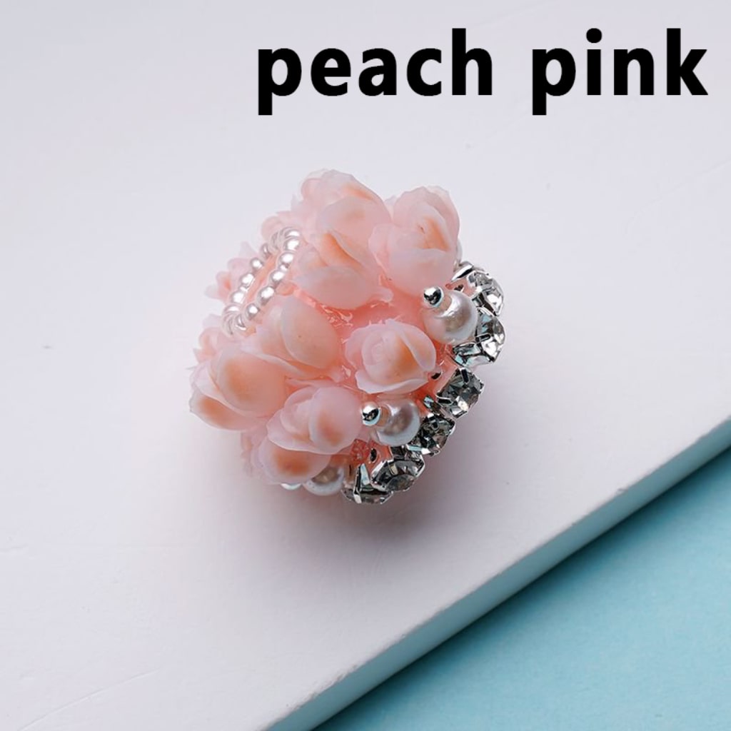 Bling Bling Cute Flowers Tulips Clear Rhinestones Chains White Pearls Round Acrylic Beads, Around 25*18MM