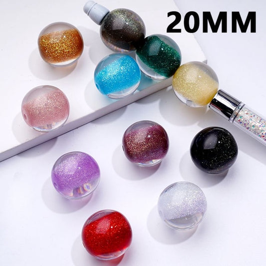 Bling Bling Glitter Galaxy Half Sugar Core Colorful Round Acrylic Beads, 20MM